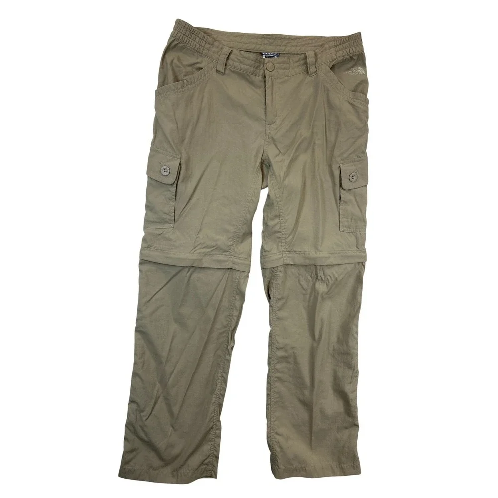 The North Face Convertible Cargo Pants Womens 10 Khaki Tan Zip Off Hiking‎